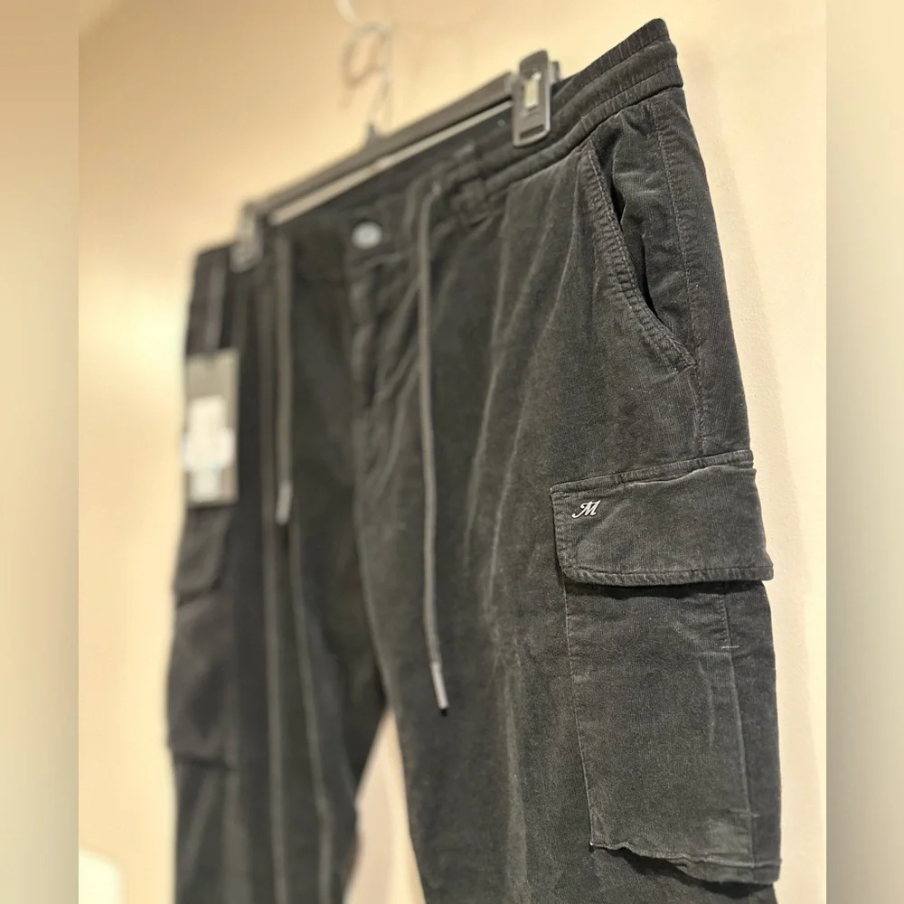 Mason's Forte Dei Marmi Men’s Black Corduroy Chile Jogger Cargo Pants Size52 NWT
